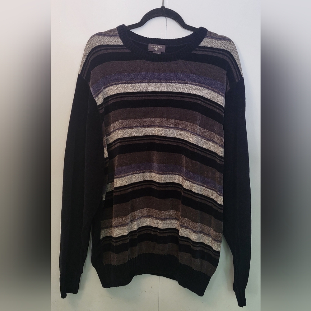 Dockers Crewneck Striped Sweater black/blue size XXL